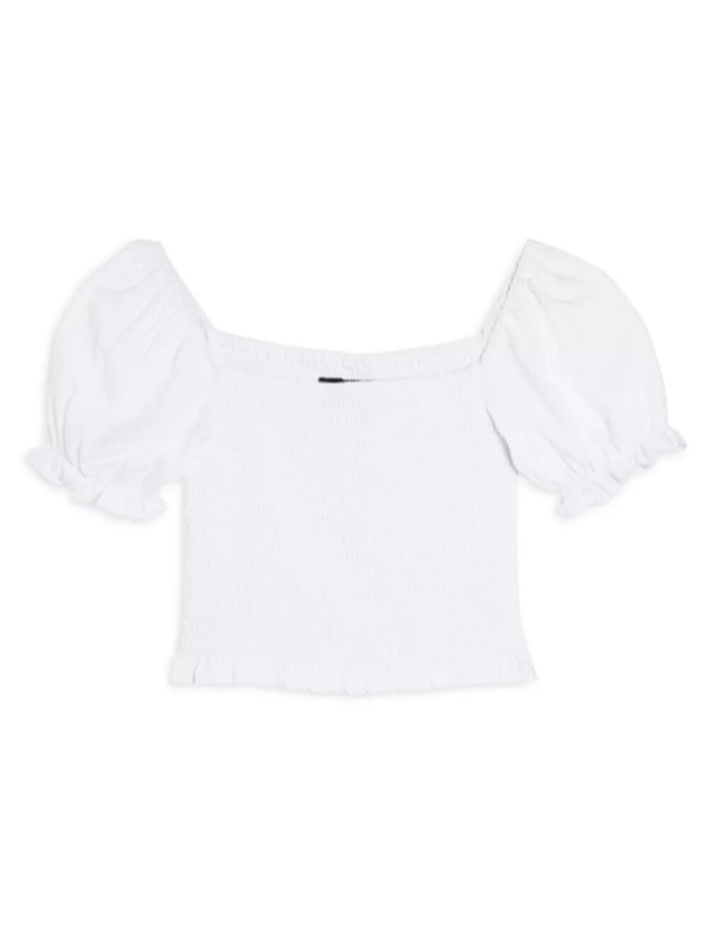 KatieJ NYC Girls Marlee Puff Sleeve Solid Top - White